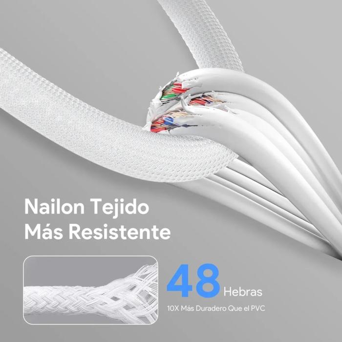 Cable Tipo C a Tipo C con Carga Rápida 60W, 3A, 480 Mbps y Diseño Trenzado, de 1 Metro - Blanco