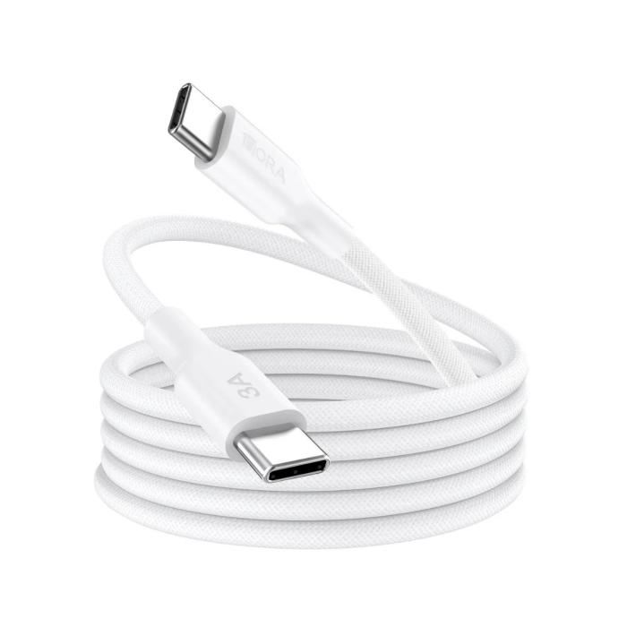 Cable Tipo C a Tipo C con Carga Rápida 60W, 3A, 480 Mbps y Diseño Trenzado, de 1 Metro - Blanco